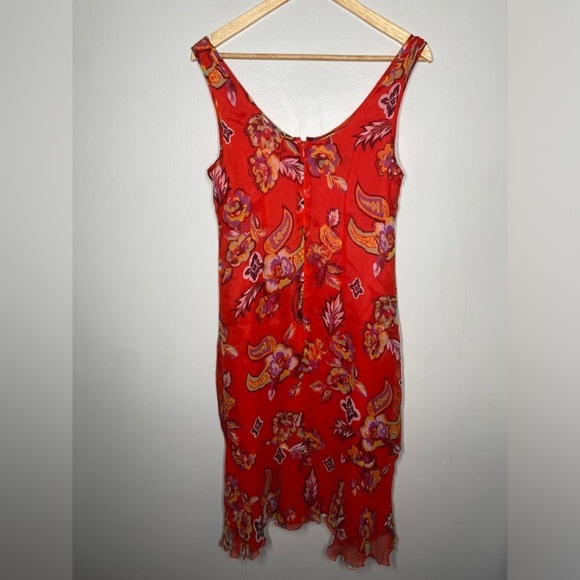 Oui Paisley Print Red Midi Silk Dress - Picture 6 of 11